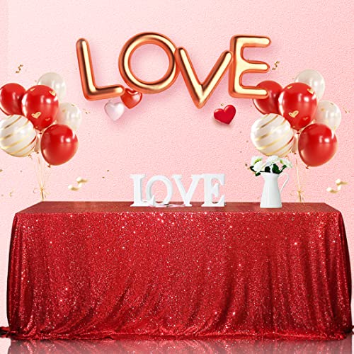 Sequin Tablecloth 60x102 Inch Red for Christmas Wedding Party