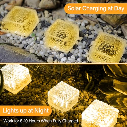 Solar Brick Lights Outdoor Solar Lights Outdoor Waterproof Patio (6 Count)