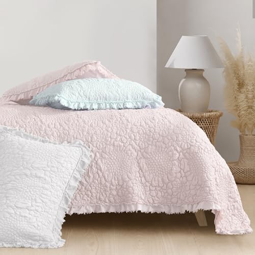 Pink Ruffled Quilt Queen Size
