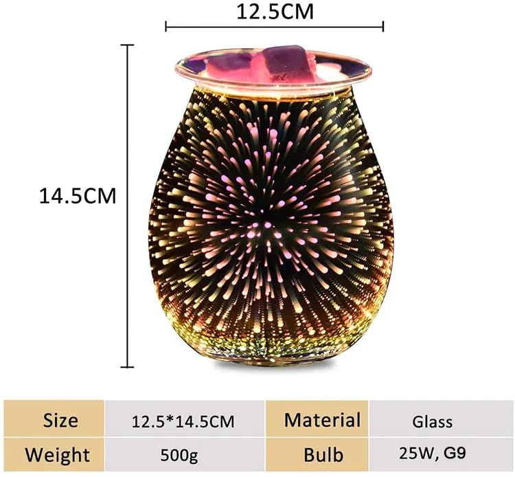 Electric Wax Melt Warmer with 3D Firework Glass Design