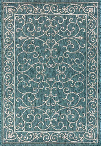 Vintage Filigree Indoor Outdoor Area Rug 3X5 Teal