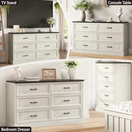 Farmhouse 6 Drawer Dresser for Bedroom