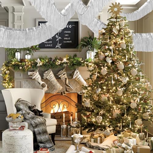 Silver Foil Fringe Garland 10FT 2packs for Parade Float Decorations (20 Foot)