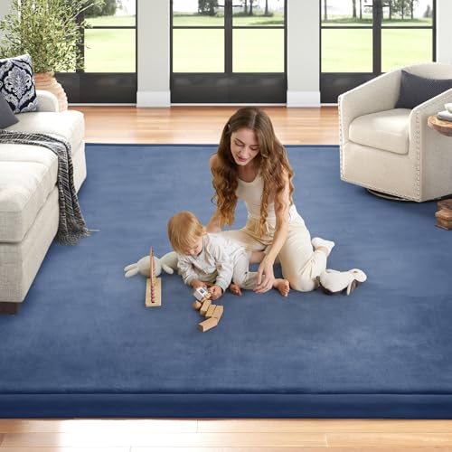 Baby Play Mat for Floor Nursery Rug Muscle Mat Area Rug Playroom Rug 79"x79" Playpen Mat Elastic Foam 1.3" Thick Crawling Mat for Babies