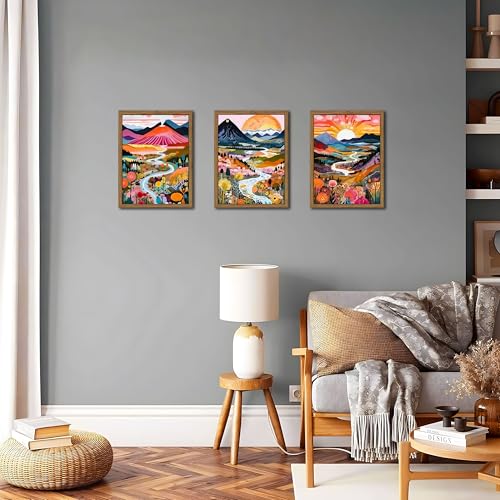 Wood Frame Boho Colorful Wall Art (3 Count)