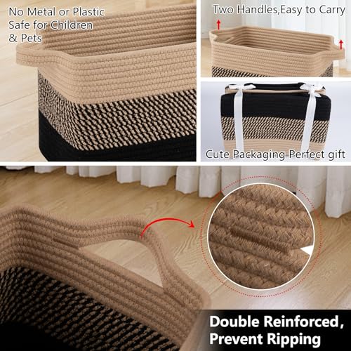 30L Storage Basket Large Blanket Basket Living Room Black & Brown