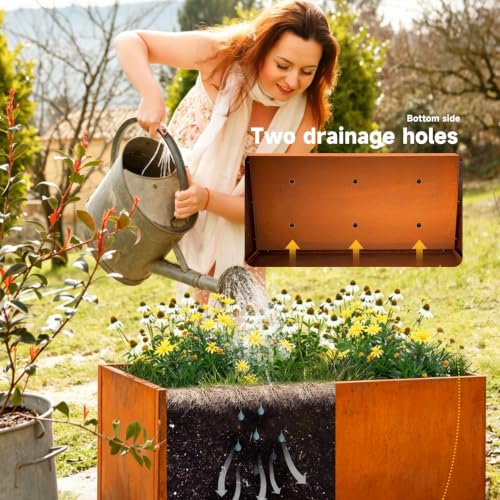 Corten Steel Planter Box 32" L x 12" W x 16" H Rectangular Outdoor Planter