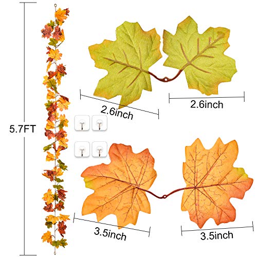 2 Pack Fall Garland Maple Leaf (11.8 Foot)