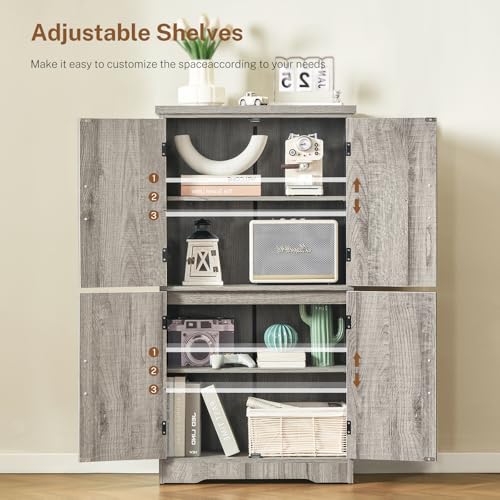 Farmhouse Storage Cabinet with 2 Adjustable Shelves