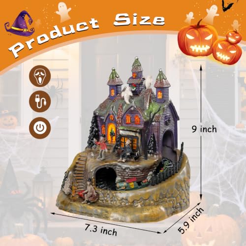 Halloween Village Animated Lighted Haunted House with Moving Train