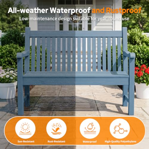 2 Person Outdoor Bench with 700 Lbs Weight Capacity