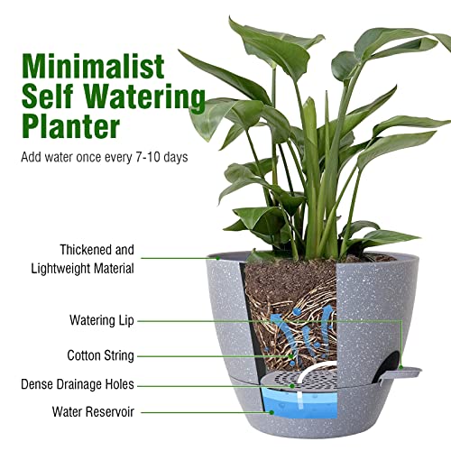 12/10/9 inch Self Watering Pots for Indoor Outdoor Plants, Set of 3 (3 Count)