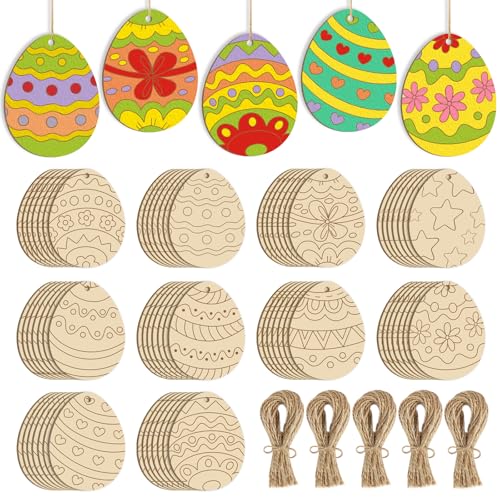 80PCS Wooden Easter Ornaments to Paint (80 Count)