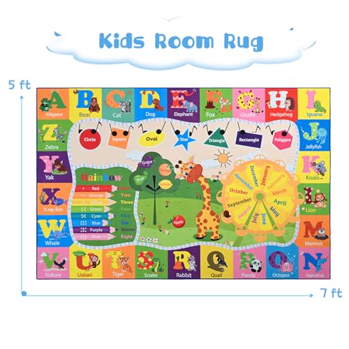 BENRON 5x7 Kids Rug for Playroom Classroom