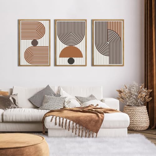 Large Modern Mid Century Boho Wooden Wall Art Set