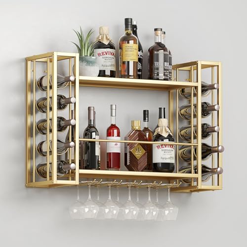 Wall Mounted Wine Rack with Wine Glass Rack