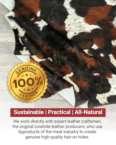Dark Tricolor Cowhide Rug 6x7 ft