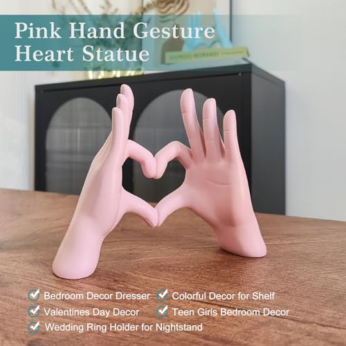 Pink Heart Hands Sculpture Decor