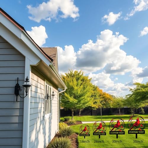 Personalized 12in Name Garden Cardinal Metal Signs with Stake