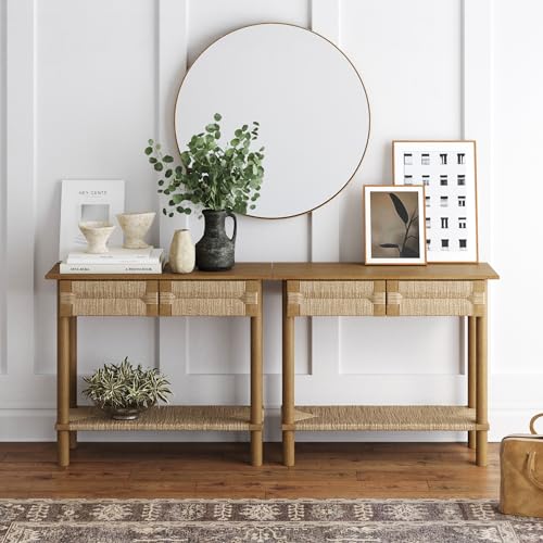 Beacon Wooden Sofa Console Table with Drawers (2 Count)