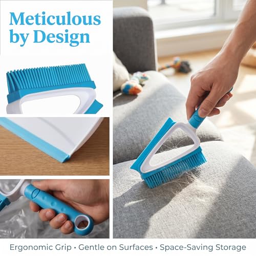 Pet Hair Rubber Brush with Mini Dustpan