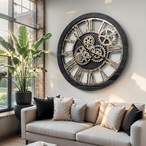 The Gears Clock The Original Real Moving Gear Wall Clock Vintage Industrial Oversized Rustic Farmhouse