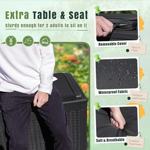 100 Gallon Resin Deck Box Large Outdoor Storage with Cushions for Patio Furniture