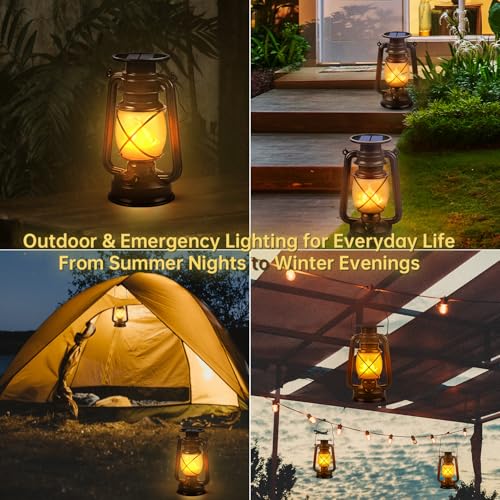 Solar Lanterns Outdoor Waterproof 2 Pack LED Flickering Light (2 Count)