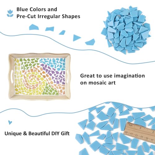Blue Mosaic Tiles for Crafts Bulk (7.05 Ounce)