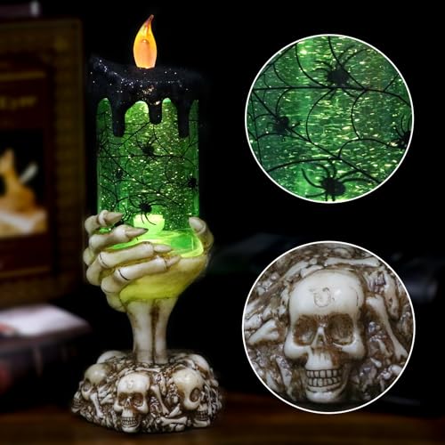 Spider Snow Globe Flameless Candle Battery Operated with Timer