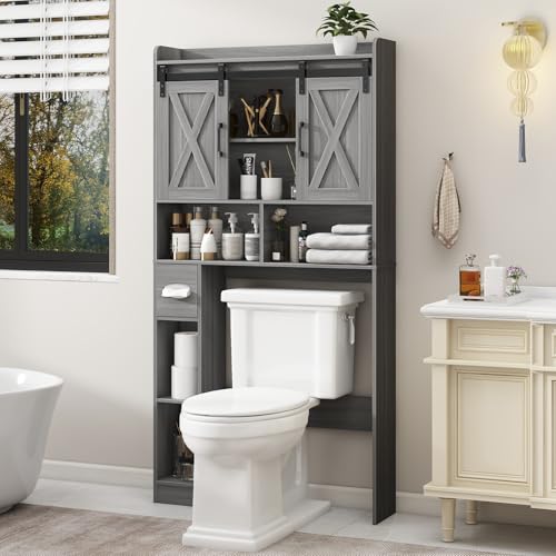 Over The Toilet Storage Cabinet with Sliding Doors