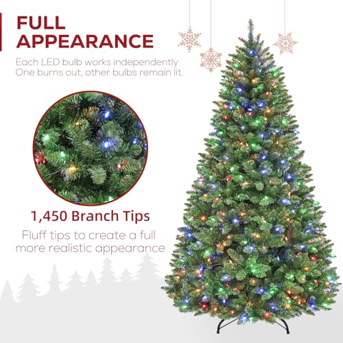 7.5ft Artificial Prelit Christmas Tree with 450 Multicolor LEDs (1450 Count)