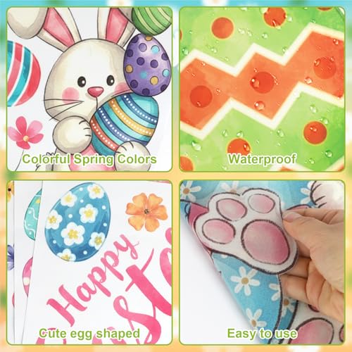 Vintage Happy Easter Bunny Egg Window Clings 6 Sheets (6 Count)
