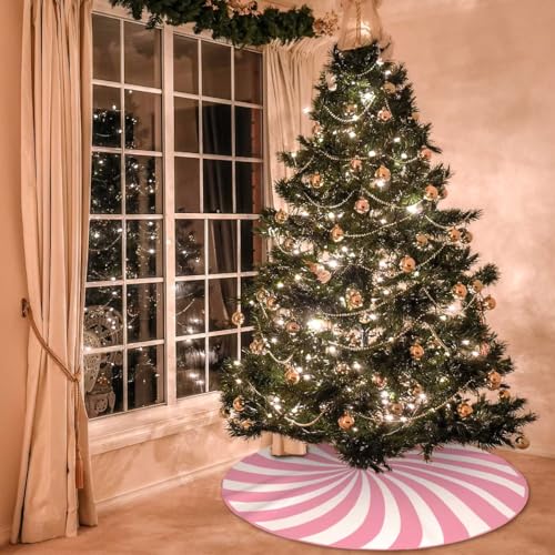 Pink Candy Christmas Tree Skirt 36inch Xmas Decorations