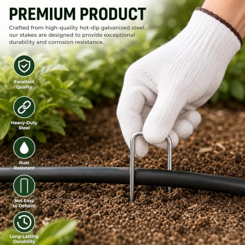 6 Inch 25 Pack Galvanized Landscape Staples 11 Gauge Anti (25 Count)