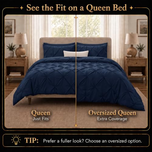 Oversized Queen Comforter Set Navy Blue