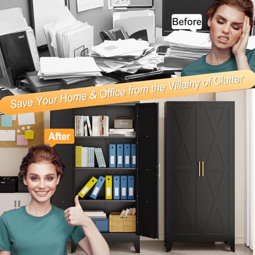 61" H Metal Kitchen Pantry Storage Cabinet