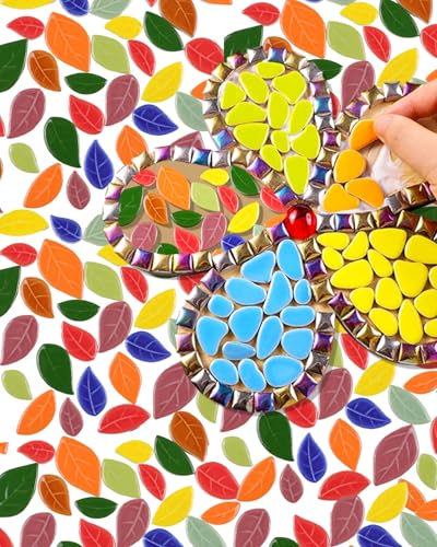 200g Mixed Sizes Leaves Mosaic Tiles for Craft Bulk (50 Count)