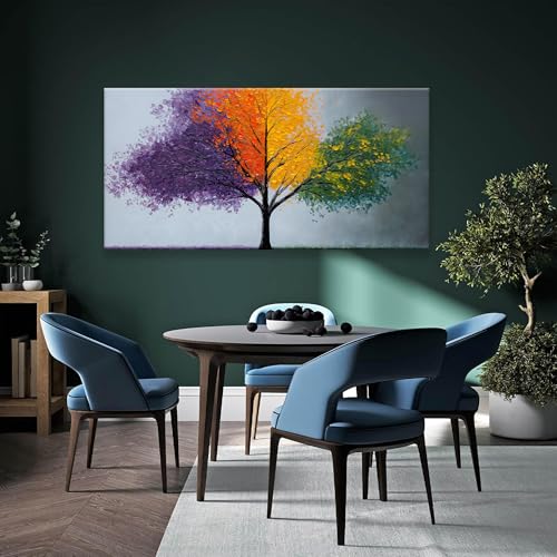 Oversized Wall Art Decor Green Tree Of Life Canvas Art Wall Decor For Living Room Purple Nature Botanical Wall Art Decor Modern Wall Art Decor Artwork For Home Bedroom Office Wall Decor 29×58 Inch
