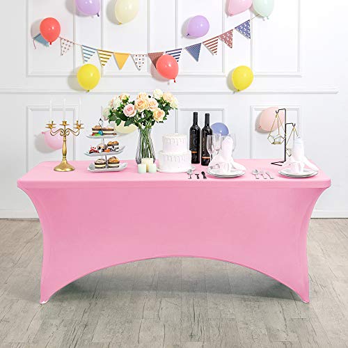 Spandex Table Cover for 6Ft or 4fT or 8ft Table Universal Fitted Stretch Tablecloth for Party