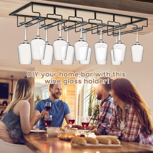 6 Row Wine Glass Rack Under Cabinet Large Capacity