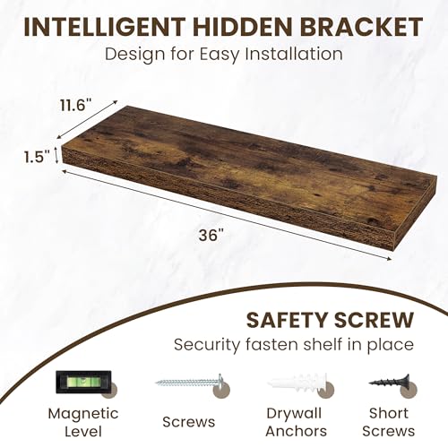 36 Inch Floating Shelves for Wall Set of 2