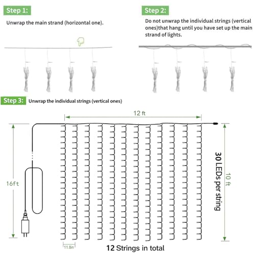 LED Curtain Lights Outdoor 12ft x10ft