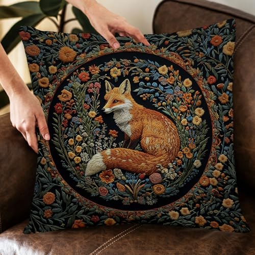 William Morris Abstract Vintage Floral Velvet Fox Design Throw Pillow Covers Home Decor