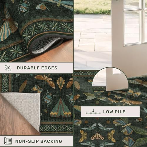 Black and Green Rug 5x8 for Living Room (40 Sq Ft)