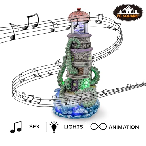 Lighthouse Attack Kraken Theme Spooky Halloween Village Multi