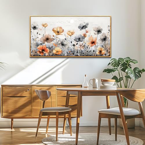 Large Wood Framed Wall Decor For Living Room Canvas Wall Art For Office Modern Wall Decorations For Bedroom Flowers Landscape Paintings Farmhouse Pictures Artwork Home Decor 24x48 In