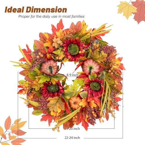 Fall Wreaths for Front Door 24 Inch