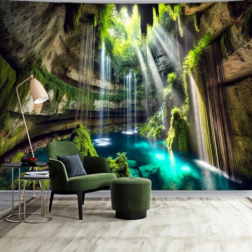 Nature Tapestry Forest Tree Sea Cave Wall Hanging