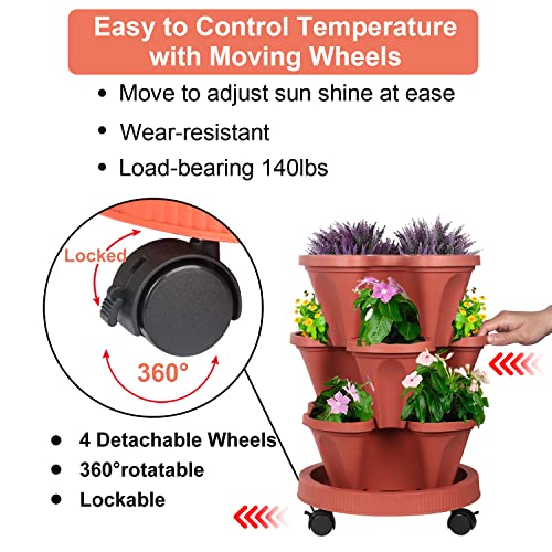 Stackable Planters 3 Tier Vertical Garden Planting Tower Planters Strawberry